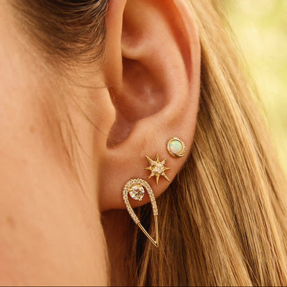 Peacock Stud Earrings - Large - Diamond