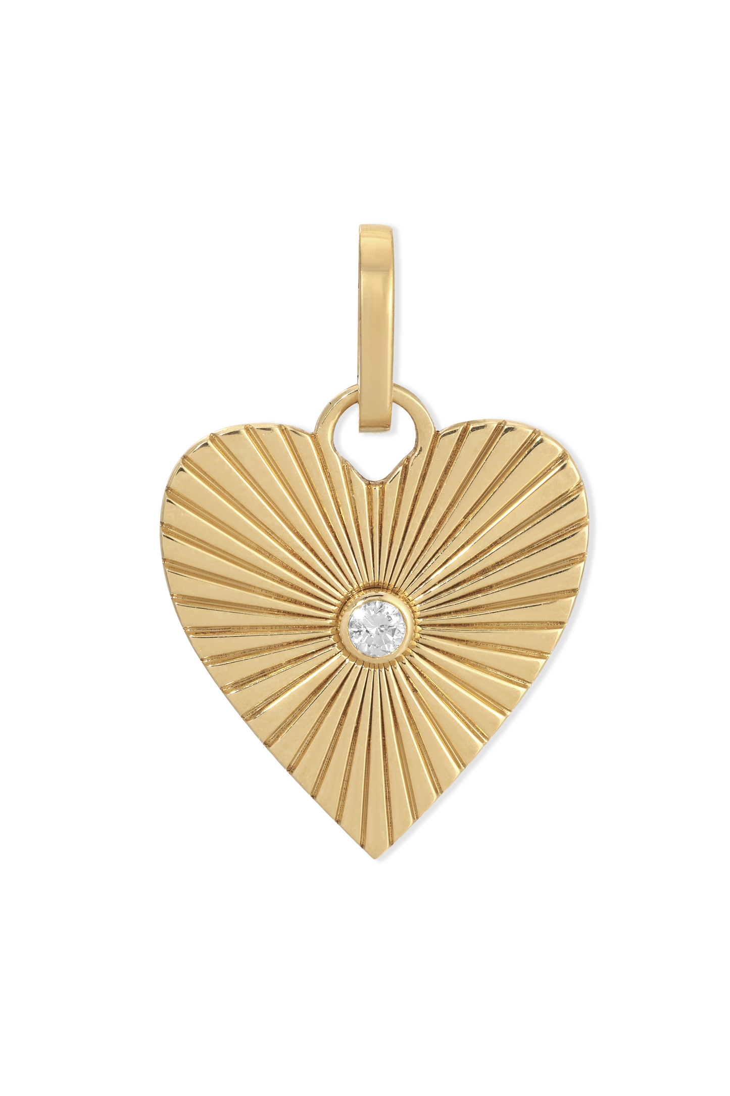 Groovy Diamond Heart Rays Hinged Charm
