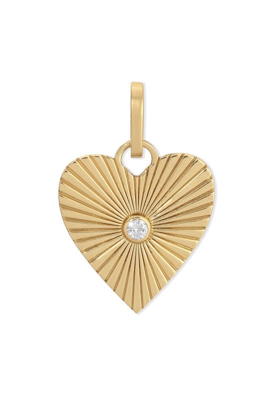 Groovy Diamond Heart Rays Hinged Charm