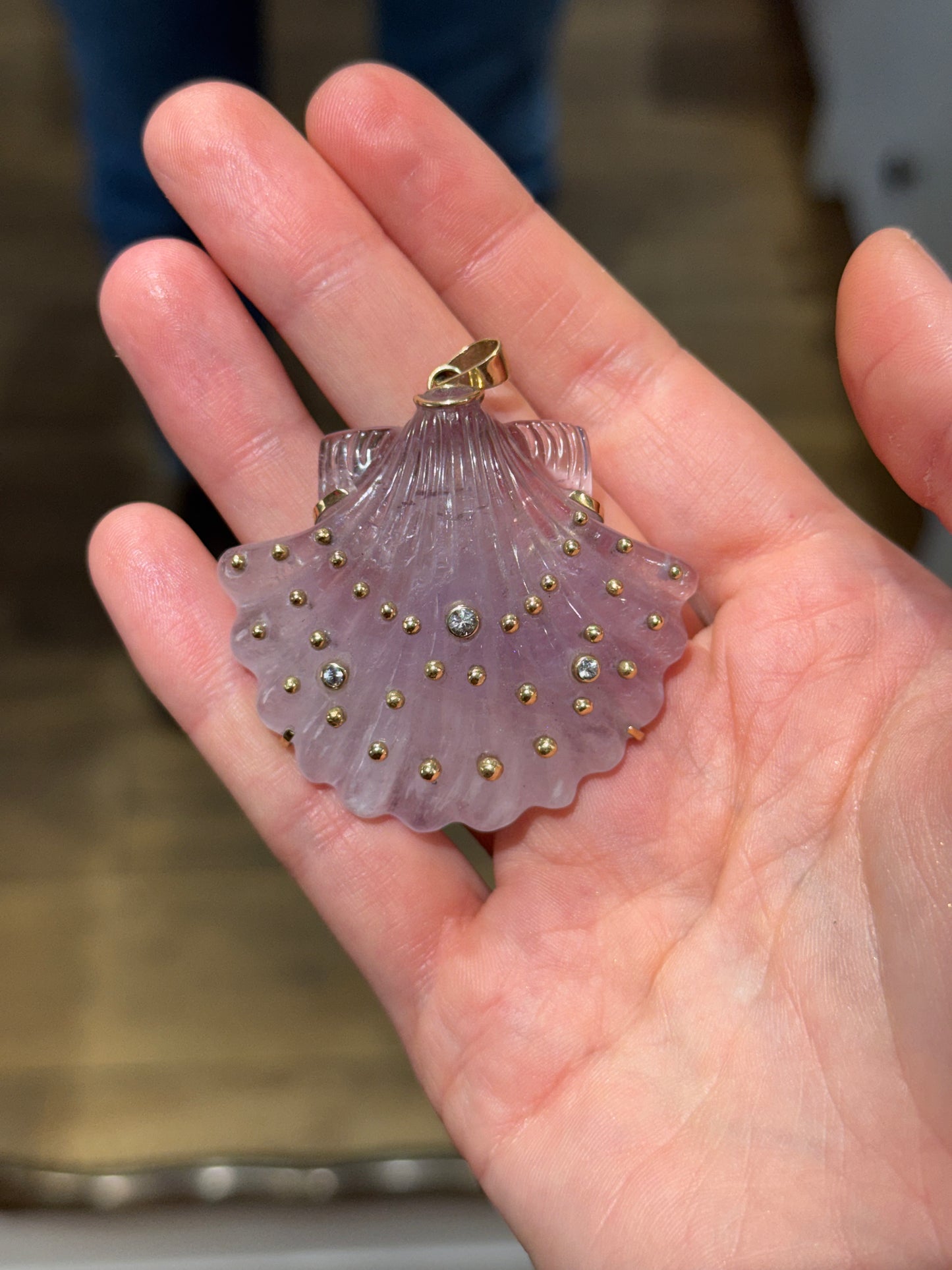 Carved Amethyst Shell Pendant