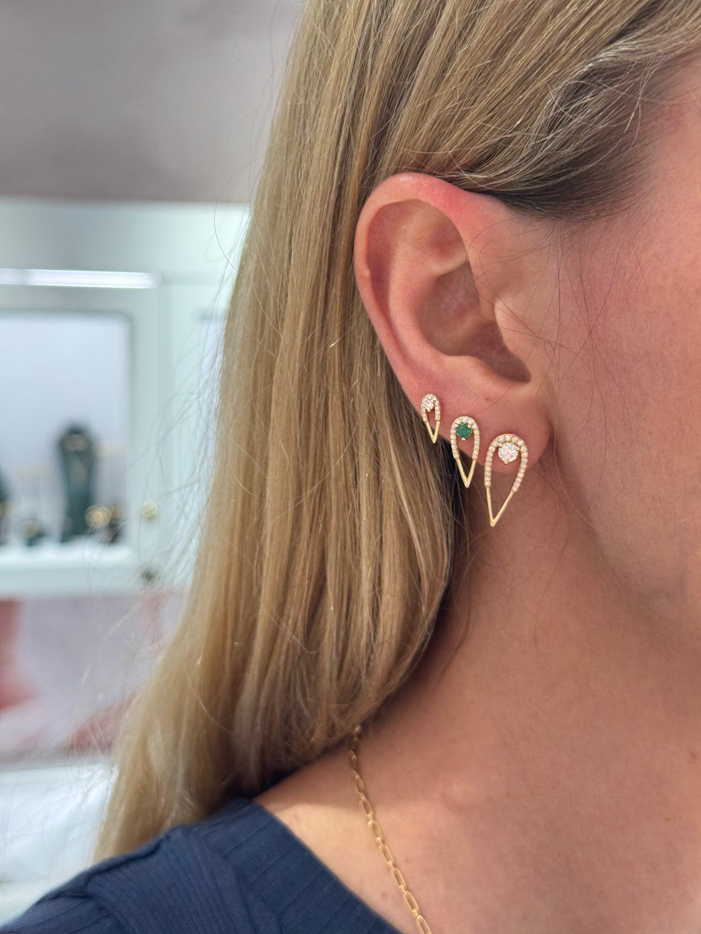 Peacock Stud Earrings - Medium - Emerald