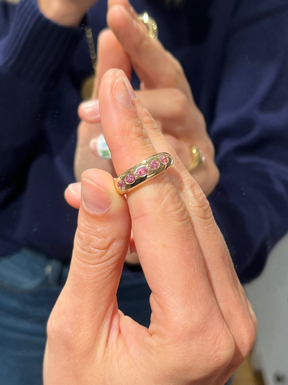 Five Oval Classic Nomad Ring with Pink Sapphires