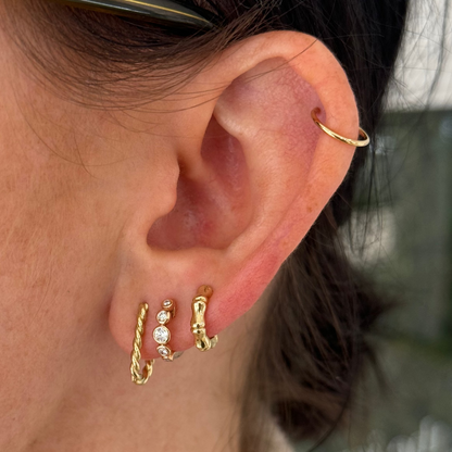 Graduated Bezel Set Diamond Huggies - 14k Rose Gold