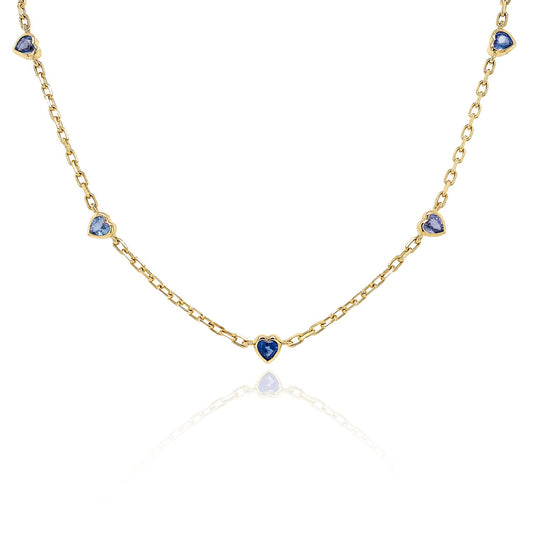 Threaded Necklace - Blue Sapphire Heart