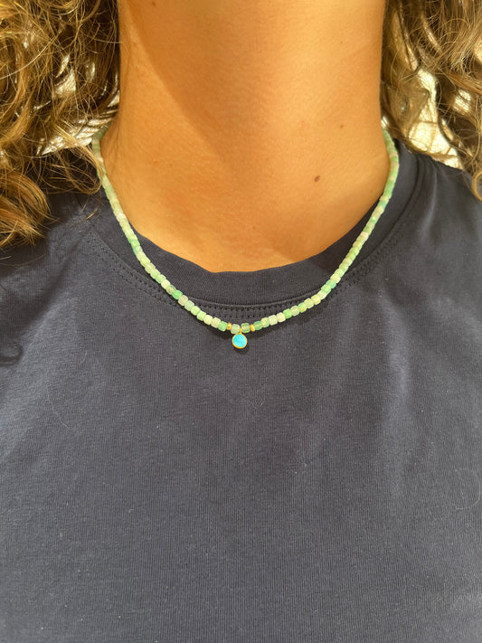 Chrysoprase Beaded Necklace with Turquoise