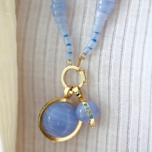 Classic Cosmic Spinner - Blue Lace Agate & Blue Sapphires