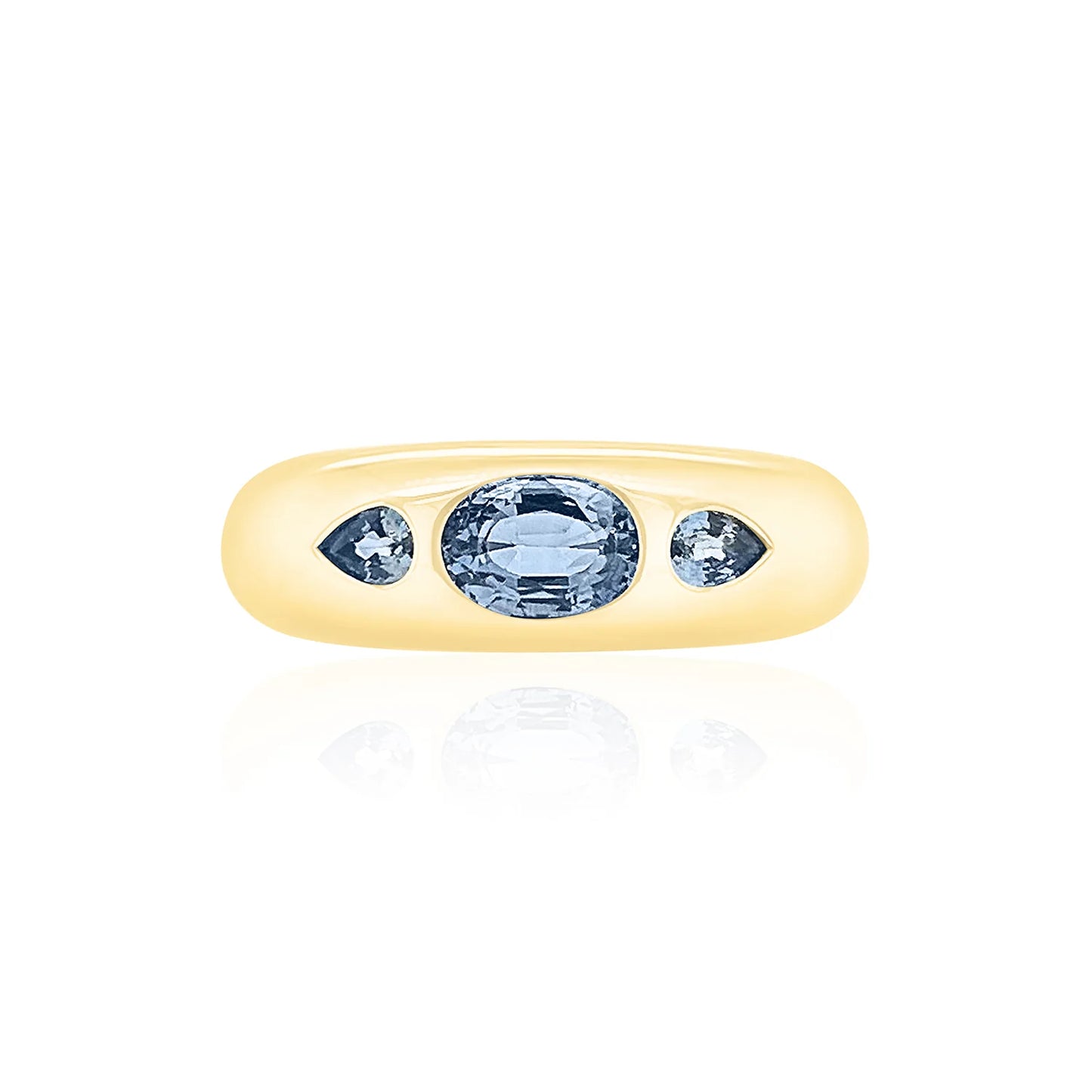 3 Stone Oval & Pear Sapphire Ring