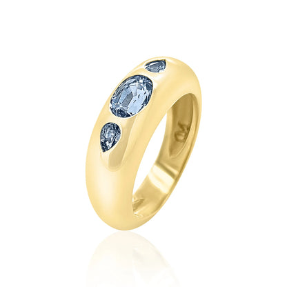 3 Stone Oval & Pear Sapphire Ring