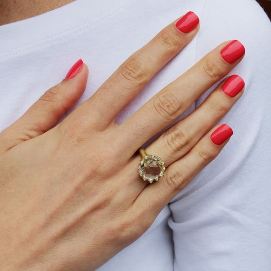 White Topaz Cabochon Ring