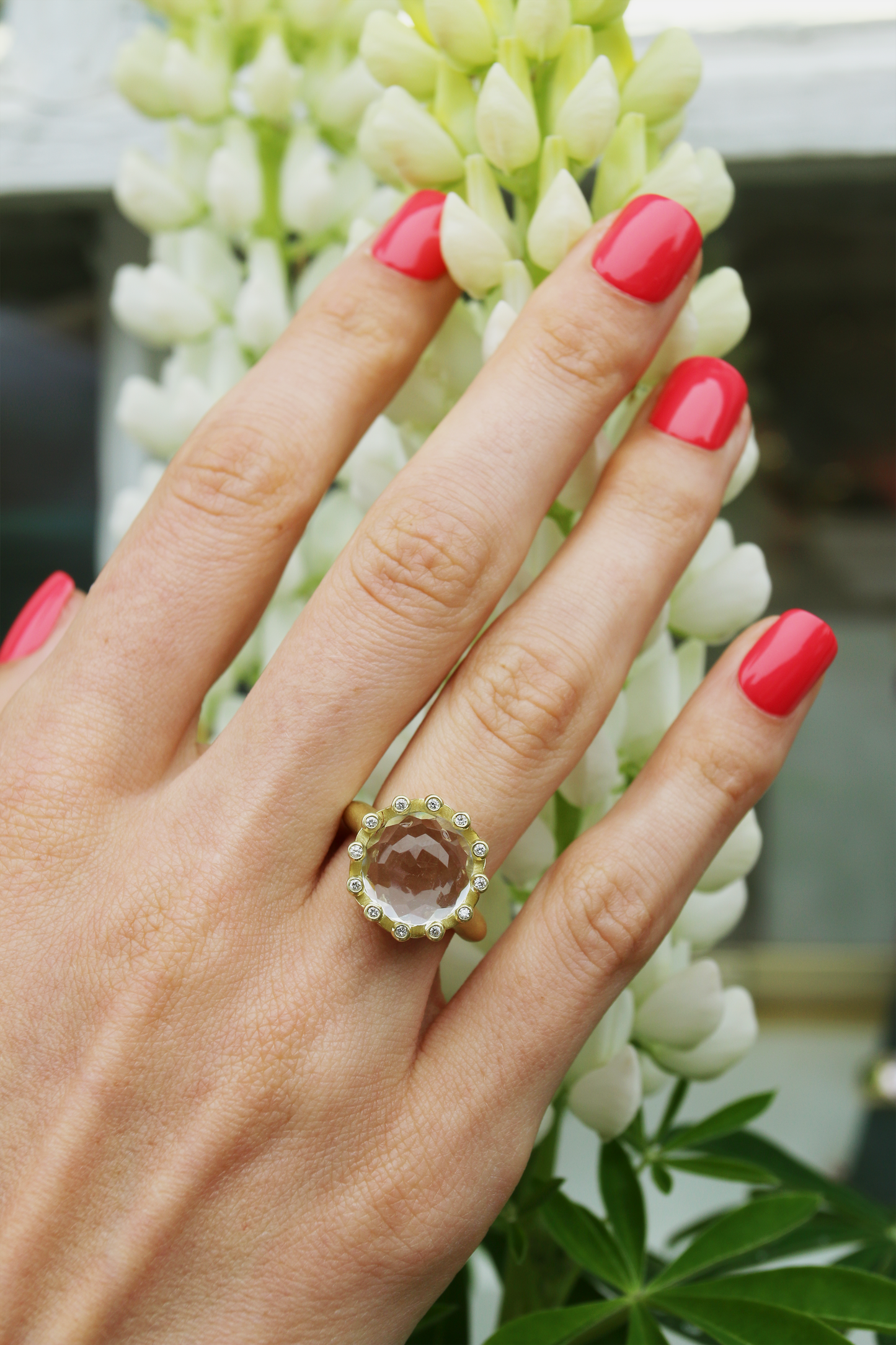 White Topaz Cabochon Ring