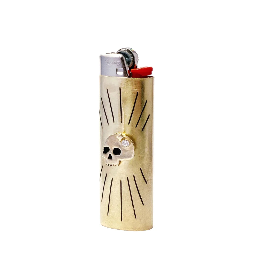 Skull Lighter Case - White Topaz