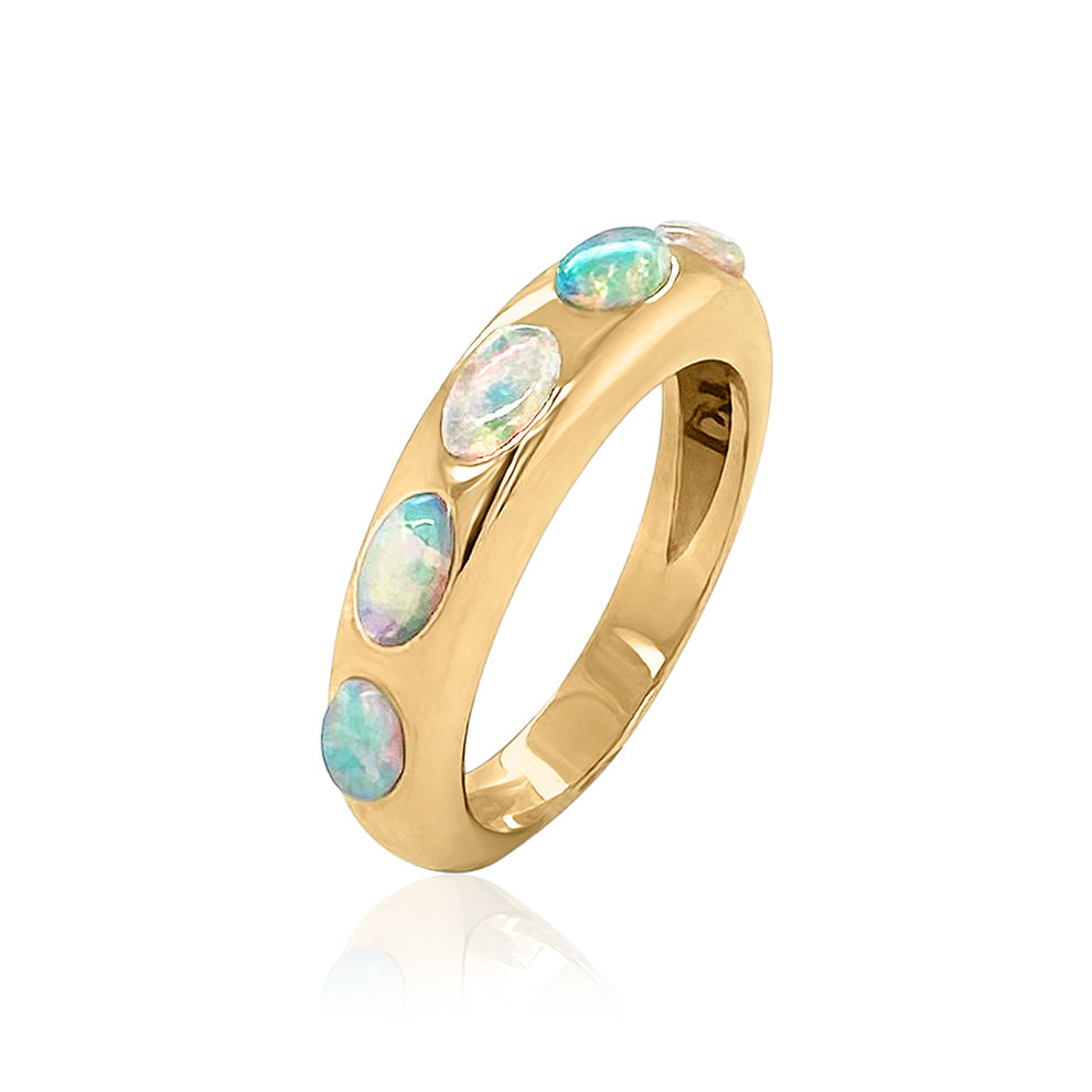 5 Oval Skinny Nomad Ring - Opal