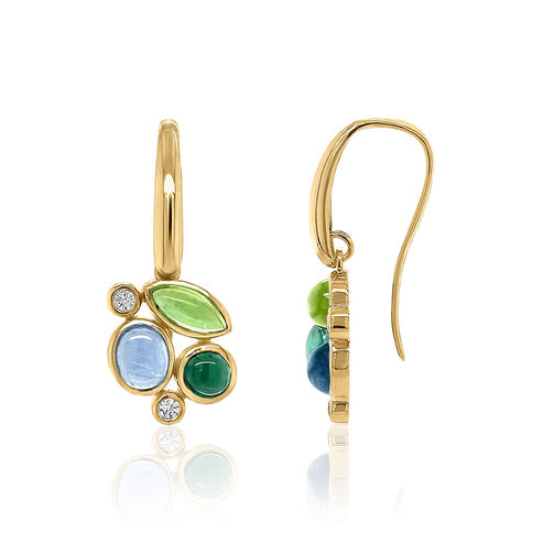Cabochon Cluster Wireback Earrings