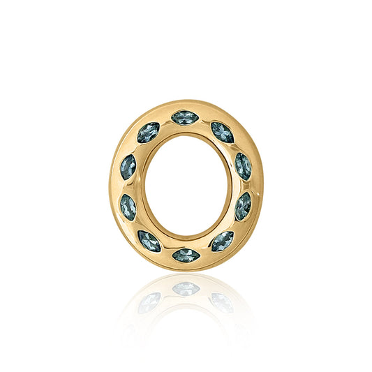 Medium Oval Disc Pendant - Marquise Aquamarine