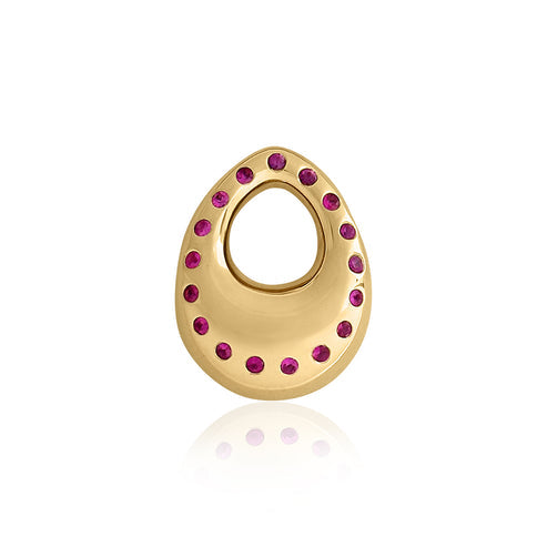 Medium Teardrop Disc Pendant - Ruby Outline
