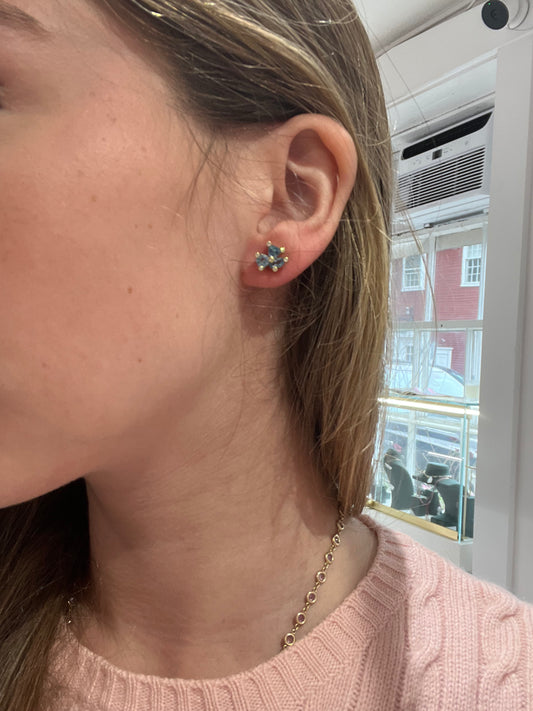 Aquamarine Clover Studs