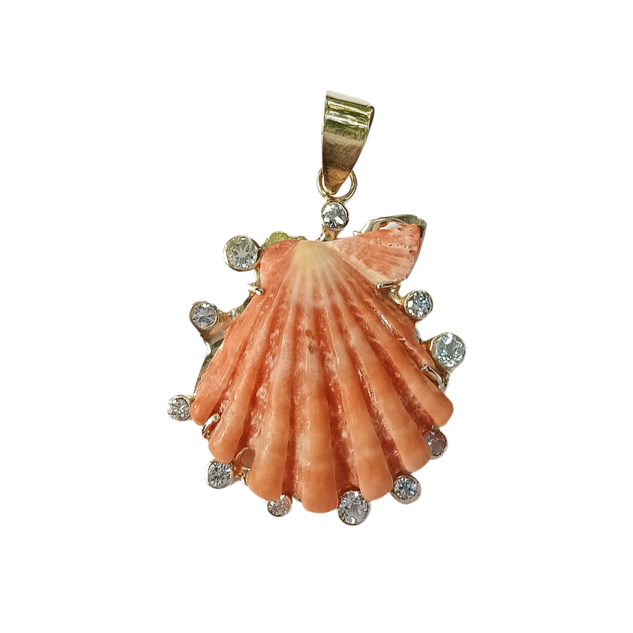 Pink Lion's Paw Halo Shell Pendant