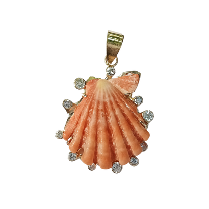 Pink Lion's Paw Halo Shell Pendant