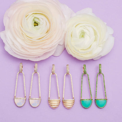 Found Cap Chandelier Earring - Turquoise