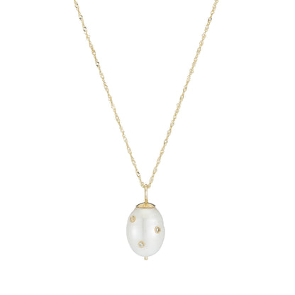Baroque Pearl Drop Charm with Diamonds