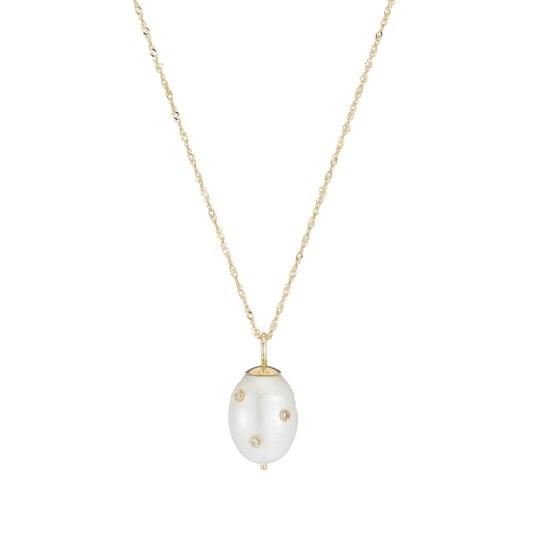 Baroque Pearl Drop Charm with Diamonds