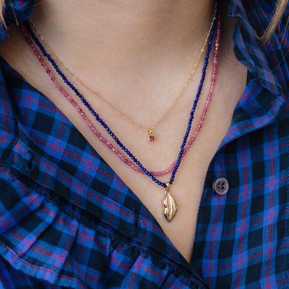 Petite Lapis Beaded Necklace - 18"