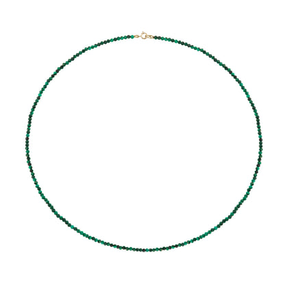 Petite Malachite Beaded Necklace - 18"