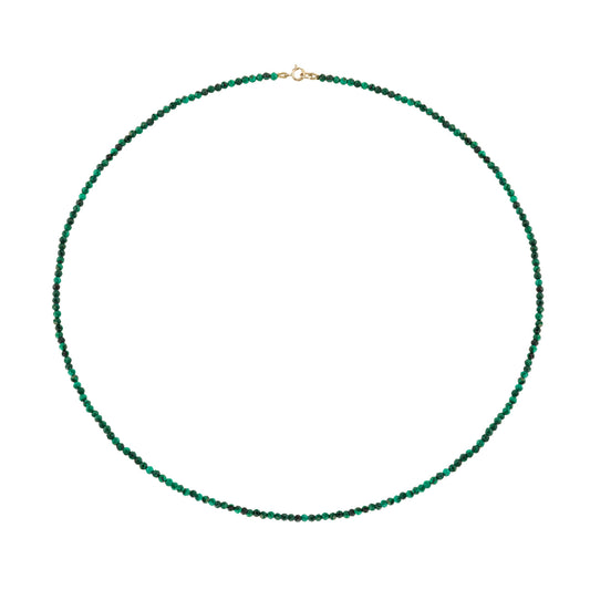 Petite Malachite Beaded Necklace - 18"