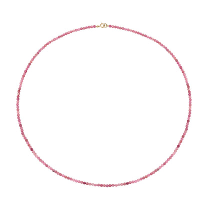 Petite Pink Tourmaline Beaded Necklace - 18"