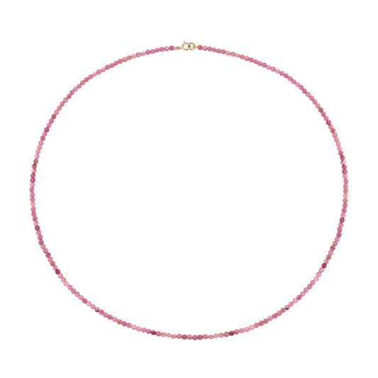 Petite Pink Tourmaline Beaded Necklace - 18"