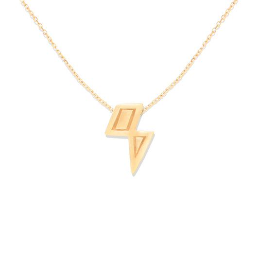 Mini Juju Lightning Bolt Charm Necklace 14K Yellow Gold