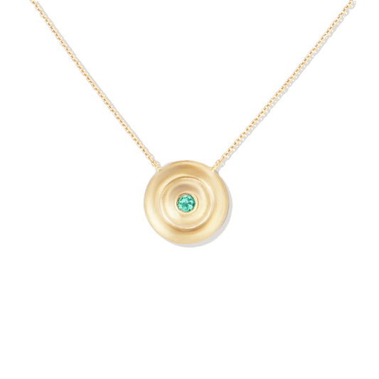 Evolve Small Disk Pendant Necklace- Emerald