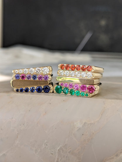 The Edge Tapered Stacking Ring - Diamond