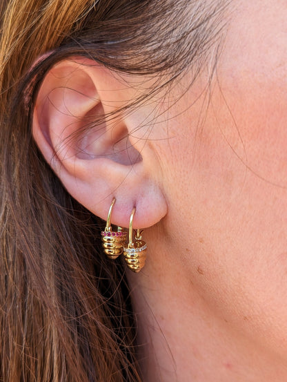 Found Cap Huggie Earring - Pink Sapphire