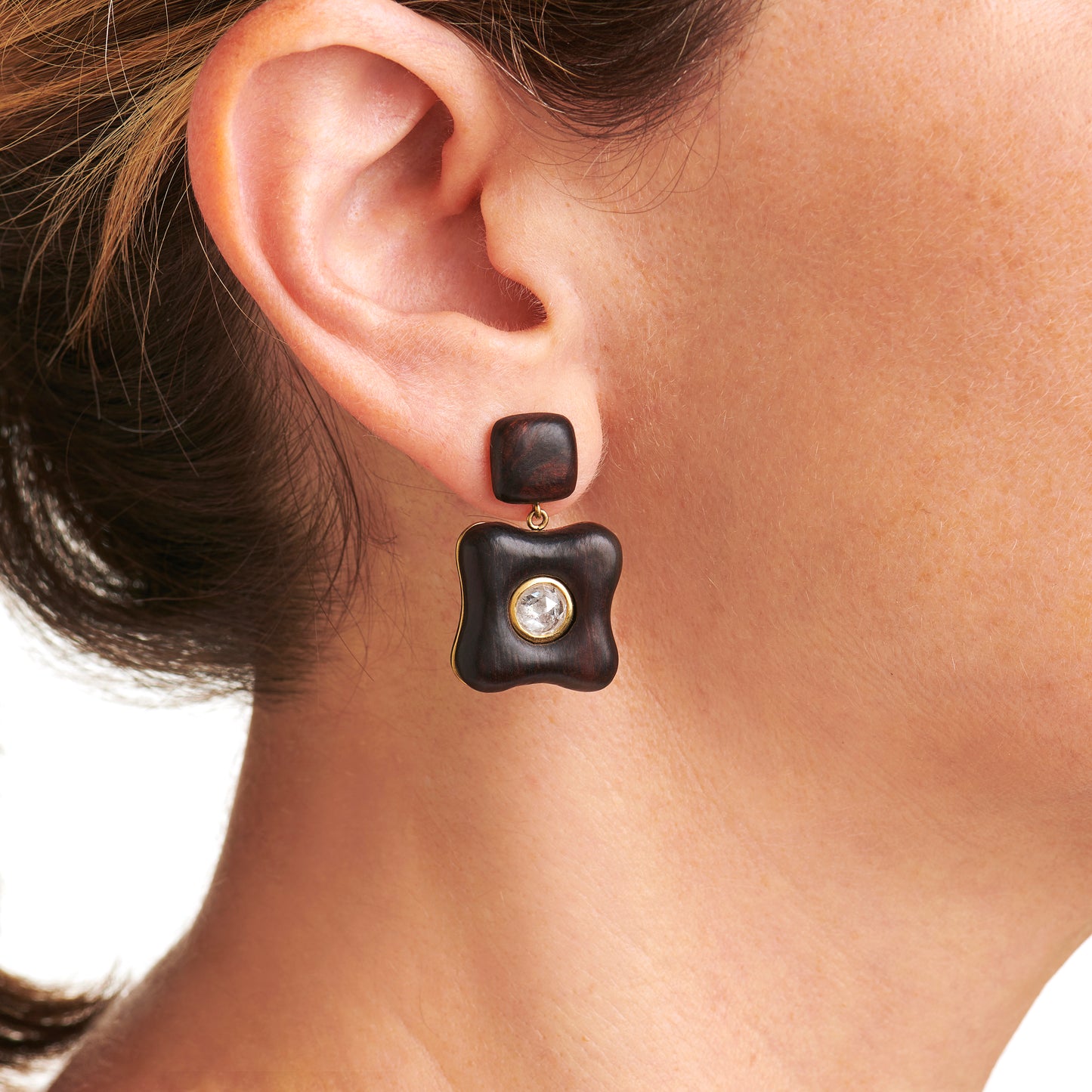 Maxi Draper Earrings - Rosecut Diamonds and Iron Wood