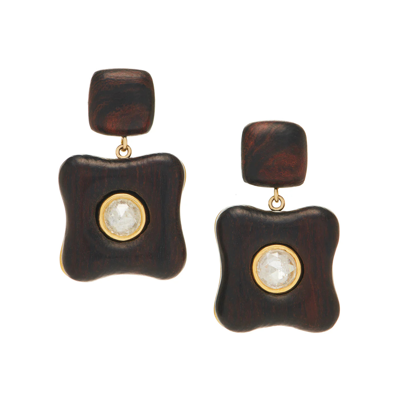 Maxi Draper Earrings - Rosecut Diamonds and Iron Wood