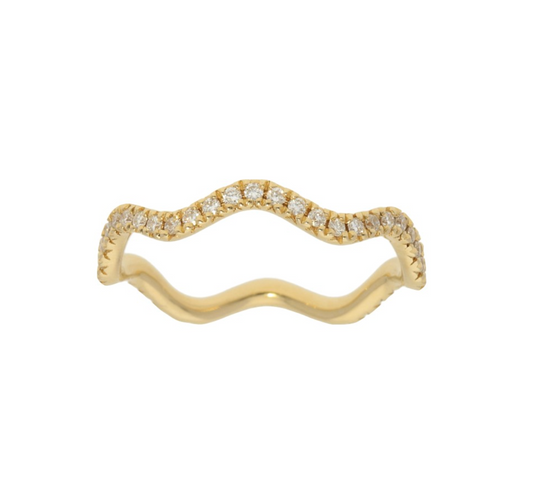 Wavy Ring with Diamonds