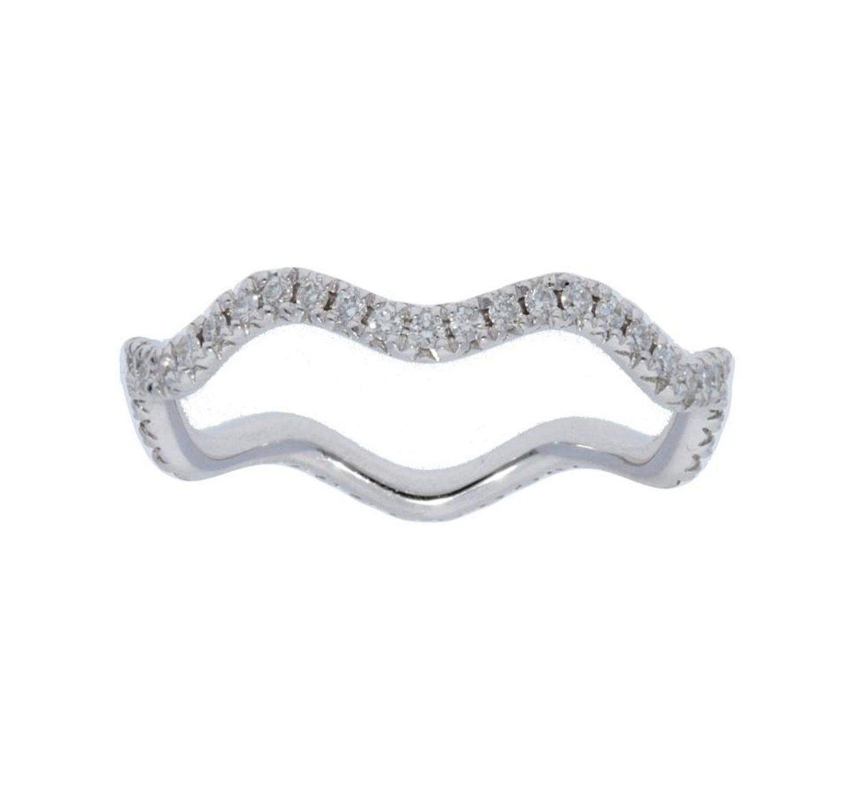 Wavy Ring with Diamonds