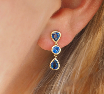 Deluxe Raindrop Earrings - Blue Sapphire