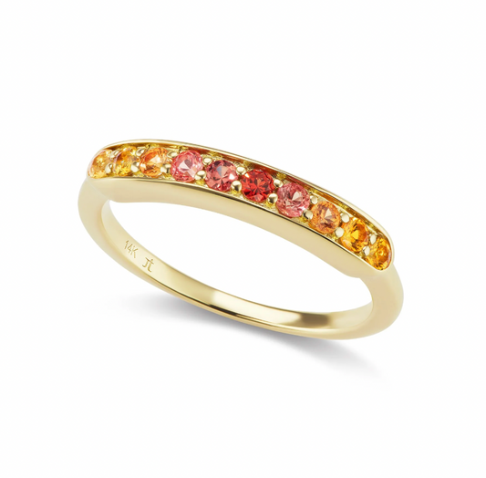 Cirque Half Eternity Band with Ombre Orange Sapphires
