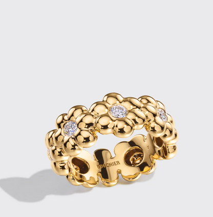 Diamond Flower Puff Ring