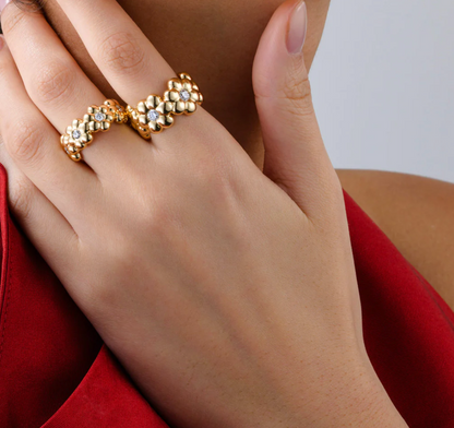 Diamond Flower Puff Ring