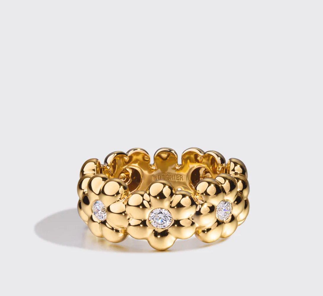 Diamond Flower Puff Ring