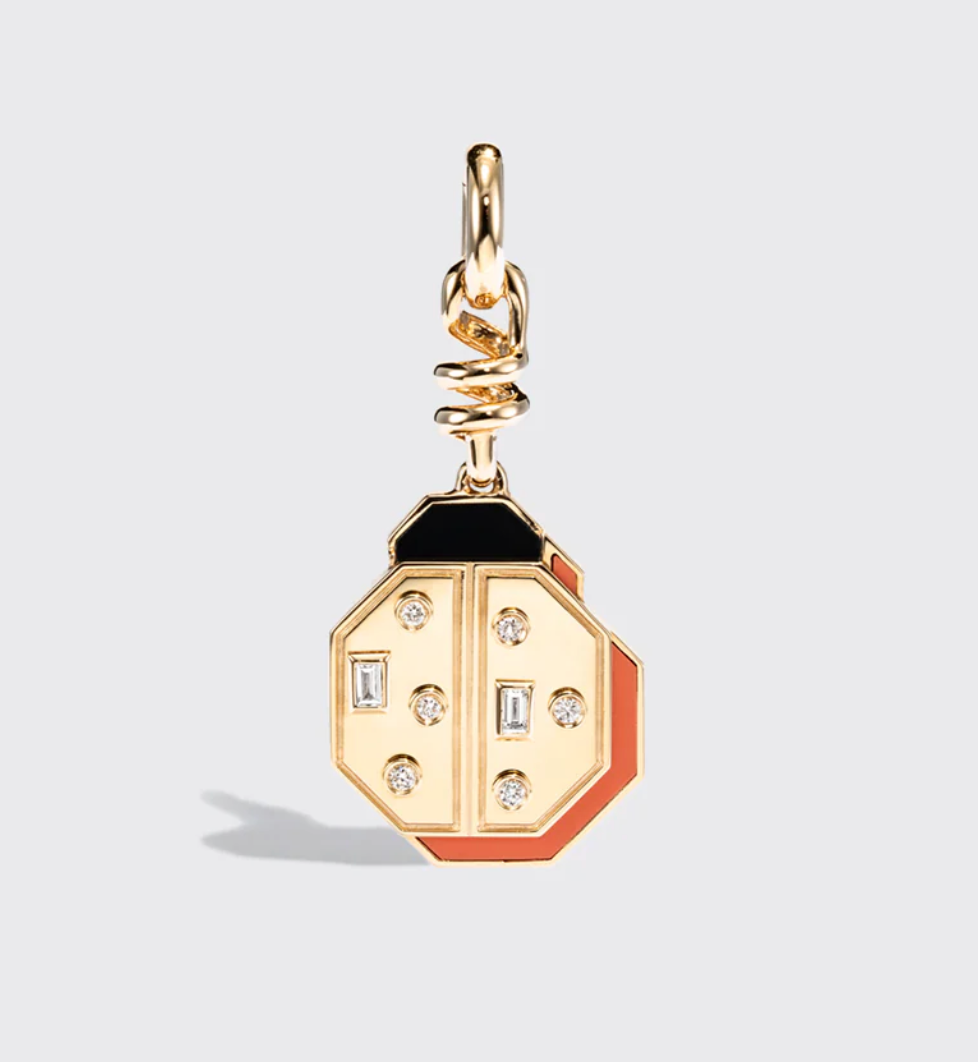 Nostalgia Ladybug Charm with Coral