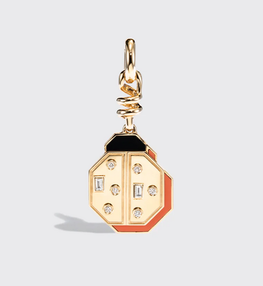Nostalgia Ladybug Charm with Coral
