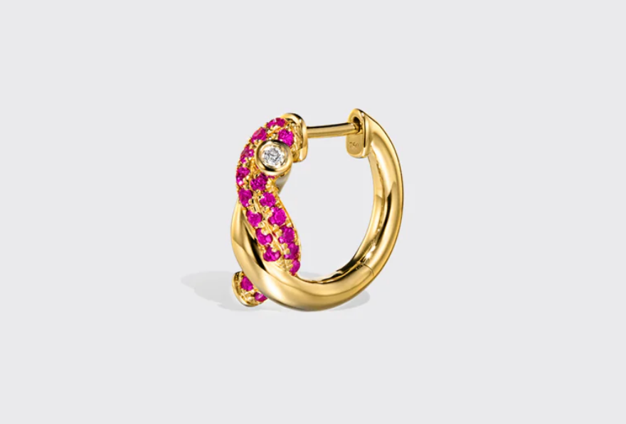 Small Ties Earrings with Pink Sapphires