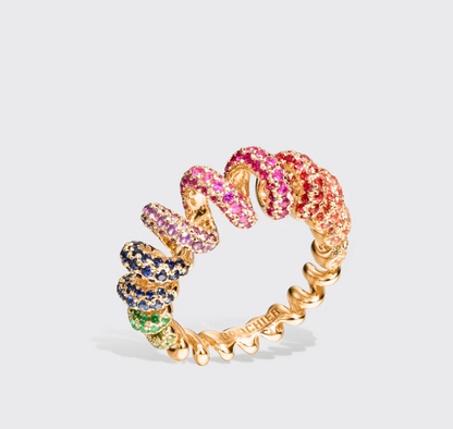 Jumbo Sapphire Rainbow Slinkee Ring