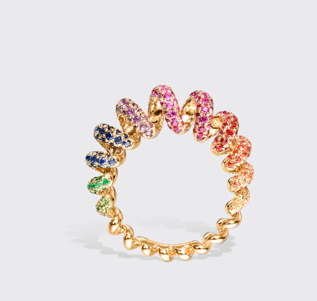 Jumbo Sapphire Rainbow Slinkee Ring