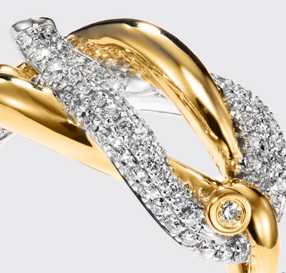 Jumbo Half Diamond Ties Buckle Ring