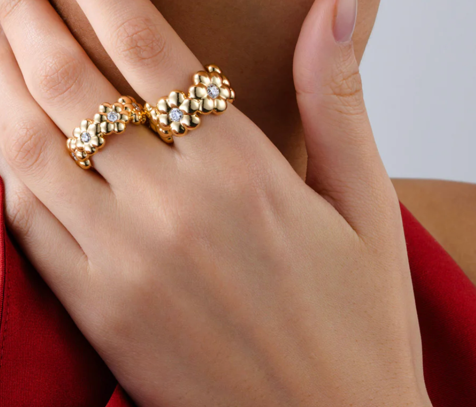 Jumbo Diamond Flower Puff Ring